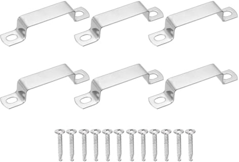 sourcing map 6Pcs U Shape Square Tube Clamp, 60x20mm U Shaped Bracket 304 Stainless Steel Square Strap Clamp with Phillips Head Self Drilling Screws for Pipes Door Closed Bar Holder Railings