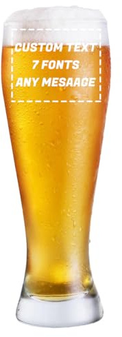 PolyYL Personalisiertes Bierglas 0,5l, Weizenglas mit Gravur, Ein Personalisiertes Geschenk z. B. Zum Geburtstag, Vatertag, für Gute Freunde, zu Weihnachten u.v.m (Text)