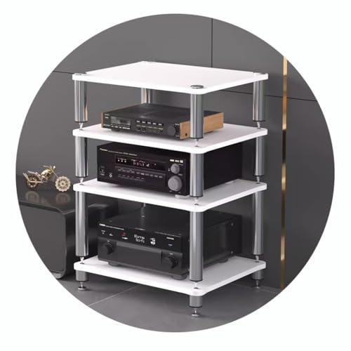 Estante HiFi con amortiguadores de vibración, muebles AV multicapa para dispositivos de transmisión, amplificadores y tocadiscos, soporte HiFi de 1/2/3/4 niveles para cine en casa y uso en estudio