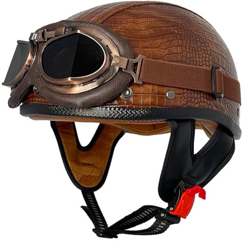 Casco Mezzo Da Motociclista Caschi Jet E Demi-Jet Retrò Approvato DOTECE Aperto Casco De Moto Per Uomo E Donna Elmetto Da Scooter Scodella Uomini Donne Caschi Cromwell N,XXL:63-64CM
