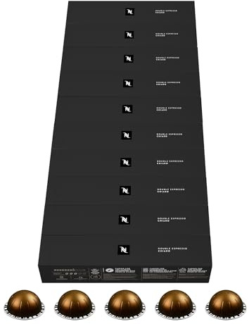 Nespresso Vertuo - Assortiment Double Espresso Chiaro - 100 Capsules Café | Compatible avec machines Nespresso Vertuo - Café intense pour recettes au lait - Cappuccino ou latte double - Intensité 8