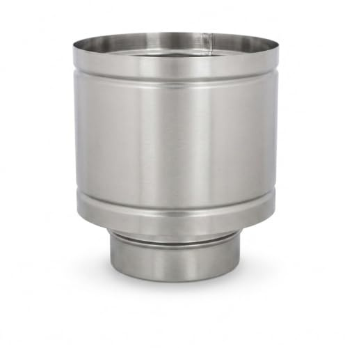 MAKA Comignolo Terminale a Botte Tondo, Cappello Camino Antipioggia in Acciaio Inox, per Espulsione Fumi Legna, Metano e Gasolio (Inox, Ø 250 mm)