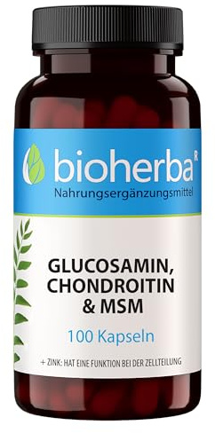Glucosamin Chondroitin MSM + Zink – 100 Kapseln mit Zink für normale Knochenfunktion und Zellschutz von BIOHERBA PZN 17190938