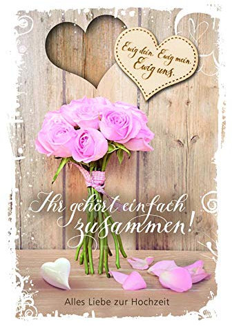 KE - Glückwunsch zur Hochzeit: Elegante Klapp-Karte, Blanko-Innenseite, inkl. Umschlag, DIN B6 Format - Motiv: Zusammen