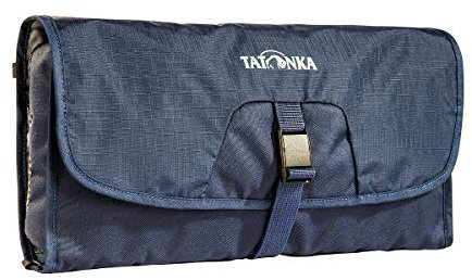 Tatonka Travelcare Kulturbeutel - Flache Waschtasche zum Aufhängen mit Fächern und Spiegel - 32 x 17 x 4 cm (Navy)
