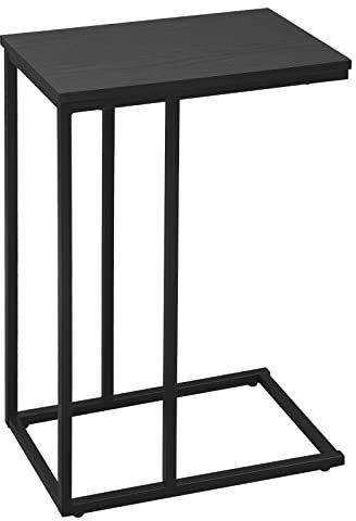 WOLTU Beistelltisch, Couchtisch C Form, Wohnzimmertisch mit Metallgestell, Sofatisch Kaffeetisch, für Kaffee und Laptop, 45 x 63,5 x 25 cm, Schwarz