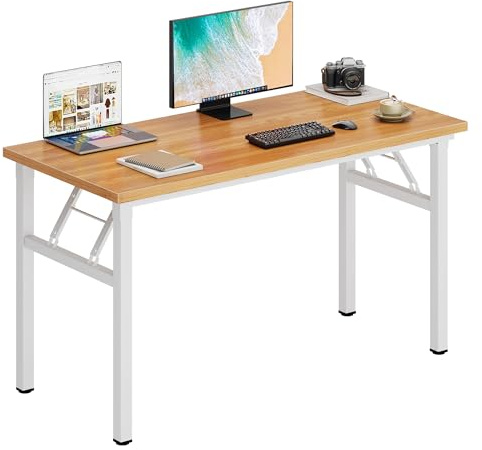 DlandHome 47 inches Folding Table Computer Desk Portable ActivityTable Conference Table Home Office Desk, Fully Assembled Teak and White DND-ND5-120TW