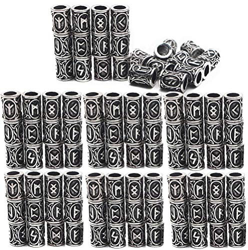 Bloomeet 72 Pieces Silver Norse Viking Hair Beard Beads Hair Pendant Bracelet Antique DIY Bracelet Making Hair Decoration