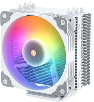 Vetroo V5 White CPU Air Cooler w/ 5 Heat Pipes 120mm PWM Processor Cooler for Intel LGA 1700/1200/115X AMD Ryzen AM4 w/Addressable RGB Lighting Sync