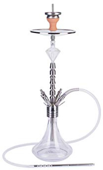 Premium Cape Shisha Set, Wasserpfeife Shisha Edelstahl Komplettset mit 4 Anschlüsse/Schläuche. 18/8 Schliff, Klickanschluss und Diamanten Molassefänger (Cape 2.0)