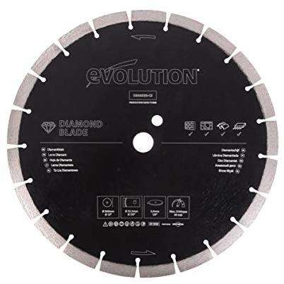 Evolution Power Tools Diamond Blade 12-Inch for Disc Cutter, Concrete Saw | 1 Inch Arbor | Segmented Diamond Edge | Blade for Reinforced Concrete, Stone, Brick, Masonry