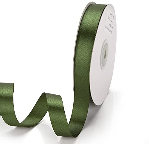 IHKFILAN Satin Moss Ribbon (16 mm x 45.72 m) - Matt Shiny Gift & Decorating Ribbon for Weddings, Christenings