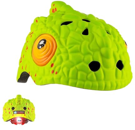 Crazy Safety Kinder Fahrradhelm (2-12 Jahre) – Bunter 3D Tierhelm mit LED-Rücklicht – Leichter In-Mold Schutzhelm für Fahrrad, Roller, Skateboard & Inlineskates