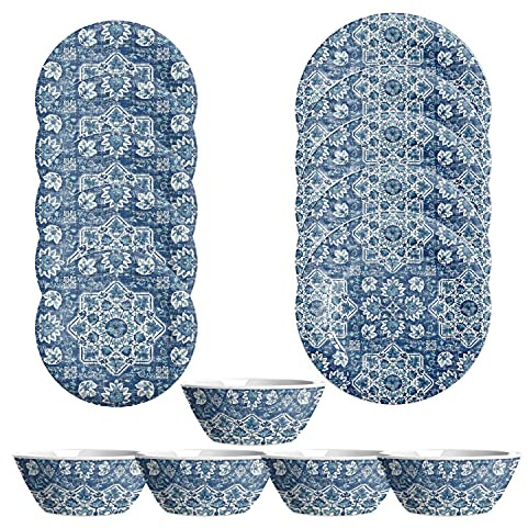 Atlantic Blue - Melamine/Plastic 15 Piece Outdoor Dinnerware - Set for 5
