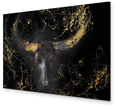 murando - Akustikbild Tier Bilder Akustikschaum Hochleistungsschallabsorber Schallschutz Leinwand 1 tlg Wandbild Raumakustik Schalldämmung Bulle Farbflecken Abstrakt g-C-0328-b-d