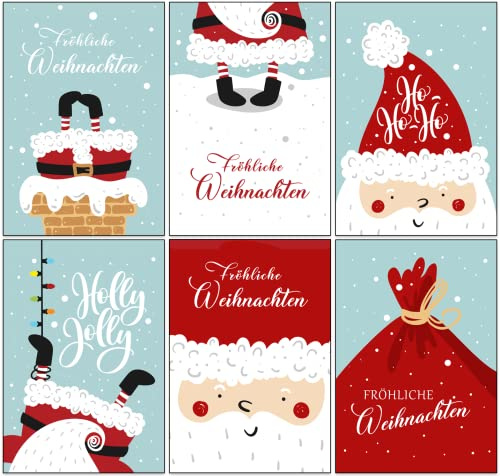 the lazy panda card company 12 x weihnachtskarten für kinder - weihnachtskarten lustig - Jolly Santa Edition