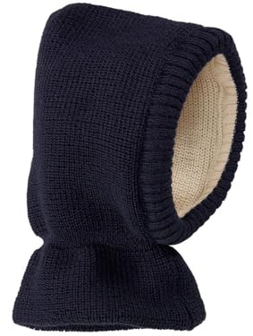 Bio Baby und Kinder Schalmütze 100% Bio-Baumwolle (kbA) und Schurwolle, Blau, 50/52