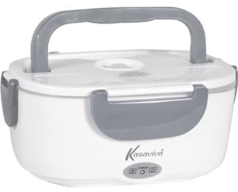 VIRSUS 1 Scaldavivande Elettrico Portatile chiusura ermetica, 2 Contenitori Removibili con piastra riscaldante in Acciaio, 220V - 40Watt Porta pranzo da Ufficio Vari Colori (Grigio) - 084F