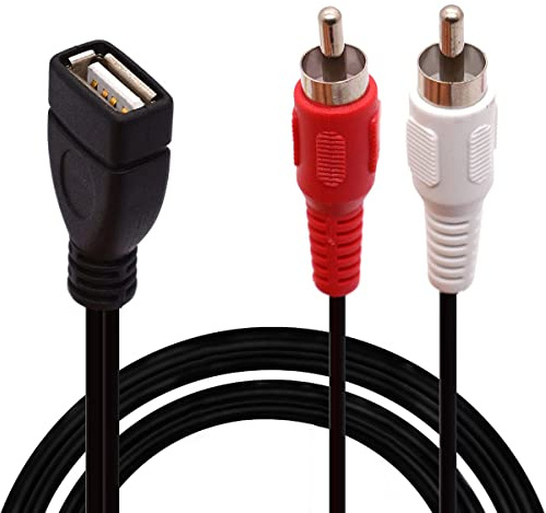 Cable USB a RCA, USB A 2.0 hembra a 2 RCA macho Jack Y Splitter Audio Video AV Cable adaptador compuesto (1,5 metros)