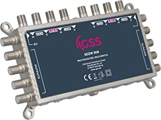 GSS 9/8 Multischalter STROMLOS für Quattro LNB, Multiswitch für 2 Satelliten & 8 Teilnehmer (TV, Sat Receiver), Stromloser HD 4K Digtal Matrix Sat Verteiler für Antenne Satellitenschüssel