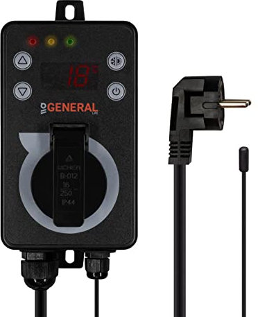 Mi-Heat Universal Outdoor Thermostat - Temperaturregler GH600 für Gewächshaus, Terrarium, Brutkasten, Bienenstock - zum heizen und kühlen - Universalthermostat IPX4 - abgesetzter Sensor