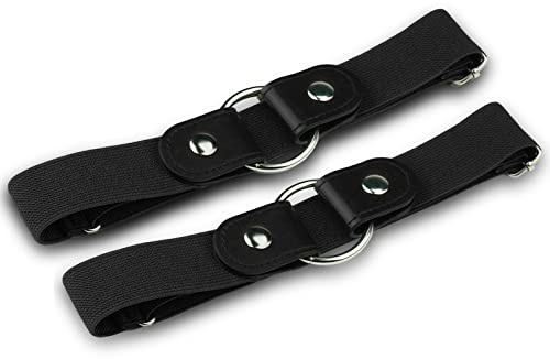Firschoie 2 Pièces Ceinture Extensible Sans Boucle, Élastique Invisible Unisexe Ajustable pour Femme Homme, Convient aux Jeans et Robes (Noir)