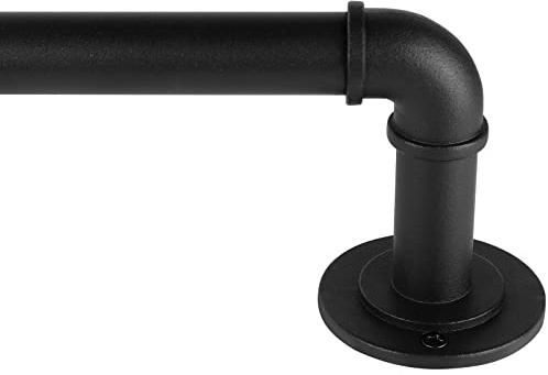 Industrial Curtain Rods for Windows 48 to 84 Inches, Blackout Wrap Around Curtain Rod, for Indoor and Outdoor, 7/8 Inch Diameter, 35 to 75 Inches, Black