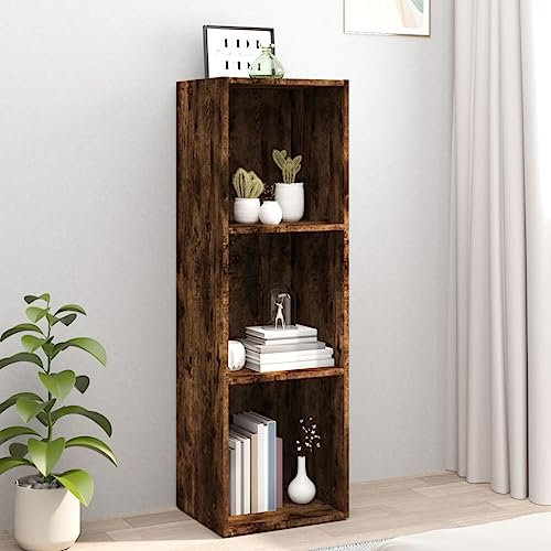 ZQQLVOO Raumteiler Regal Bücherregal Wand StandregalBücherschrank/TV-Schrank Räuchereiche 36x30x114cm Holzwerkstoff Geeignet für Schlafzimmer, Büro und Wohnzimmer