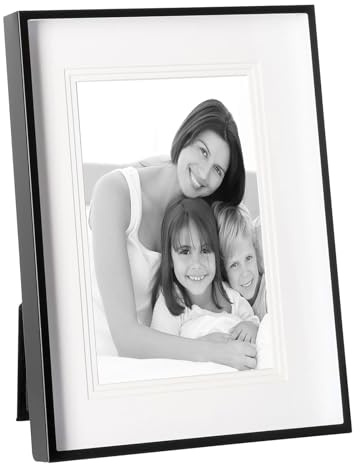 Fink schwarzer Alu Fotorahmen 10x15 cm Bilderrahmen mit schmaler Leiste & Passepartout