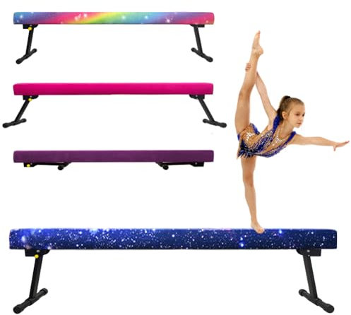 HomeSun Poutre Gymnastique Enfant 240CM, 4 Hauteurs Réglables, Poutre d’Équilibre pour Débutants et Gymnastes Professionnels, Équipement d'Entraînement Gymnastique pour Enfants (Ciel étoilé)