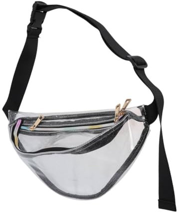 Holibanna Transparente Damen Bauchtasche Kompakt Umhängetasche Mit Blumenmuster Stickerei Leicht PVC Hüfttasche Verstellbare Träger Für Handy Geldbörse Karten Schlüssel Kosmetik