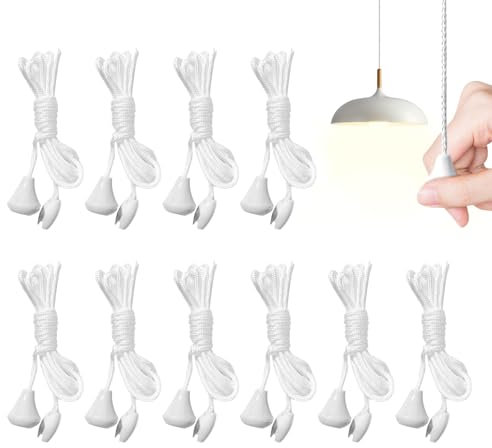 XNIVUIS 10pcs Replacement Cord Pull for Ceiling Switch,Nylon Pull Cord Light Switch Bathroom Light Pull Cord,Cord Spare Ceiling Nylon Pull Cord Light for Bathroom Light Ceiling Switches (white)