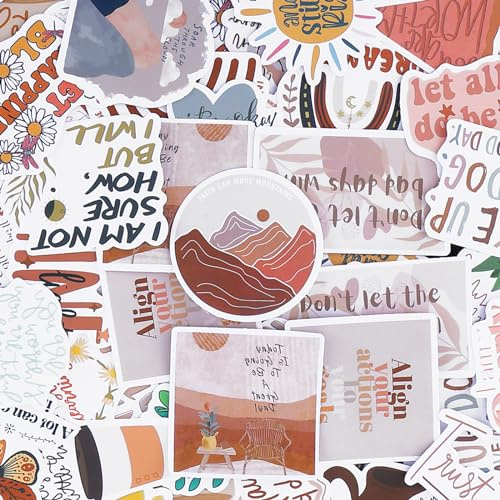 Teaaha Motivational Stickers 100 PCS, Boho Inspirational Quote Aesthetic Stickers Waterproof for Women Holographic, Retro Affirmation Boho Decals for Vision Board Water Bottles Laptops Journals Cups