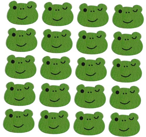 TEHAUX 50pcs Green Wood Frog Buttons for DIY Craft and Embellishments, Adorable Cartoon Animal Sewing Buttons for Scrapbooking and Making
