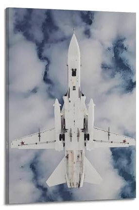 YRNQ Sukhoi Su-24 Kampfflugzeug-Poster, Fechter, taktischer Bomber, Allwetter-Bomber, 7, dekoratives Gemälde, Leinwand, Wandkunstwerke, Bild, 20 x 30 cm