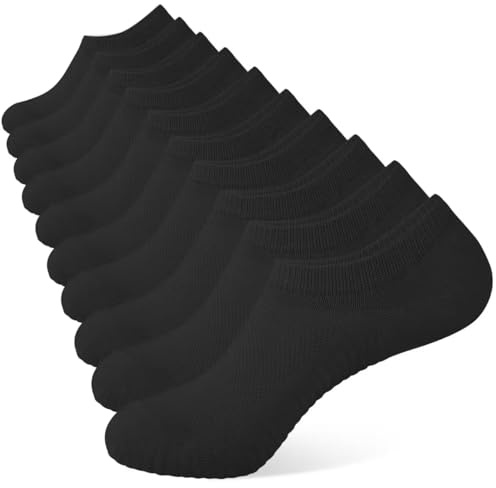 YOJOOM No Show Trainer Socks for Mens 5 Pairs Non Slip Low Cut Ankle Socks Invisible Footies Loafers Casual Boat Shoes Size 6-9 9-12