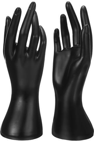 PATIKIL 2 Stück Hand Ringhalter, Hand Schmuckhalter Ring Display Ständer Schmuck Display Armband Display Schwere Stabile Basis für Raumdekoration, Schwarz