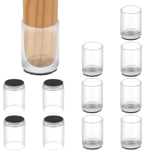 PATIKIL Chair Leg Floor Protector for Hardwood Floors, 12 Pcs Round PVC Felt Fit 0.63 Furniture Leg Cap Furniture Feet Cover Furniture Feet Carpet Small Slider, Transparent