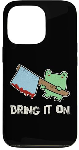 iPhone 13 Pro Angry Frog Ax Funny Horror Mad Frog Antisocial Halloween Case