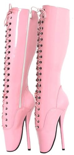 RJXGECUF High Heels 18cm Oberschenkelhohe Ballett-Stiefel mit Absatz Dünne Stiefel mit Absatz,Pink-43