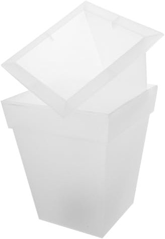 CIMAXIC Solar Powered Glowing Square Flower Pot Light Waterproof Decorative Planter Lamp for Outdoor Garden Luminous Plastic Plant Pot for Patio and Lawn