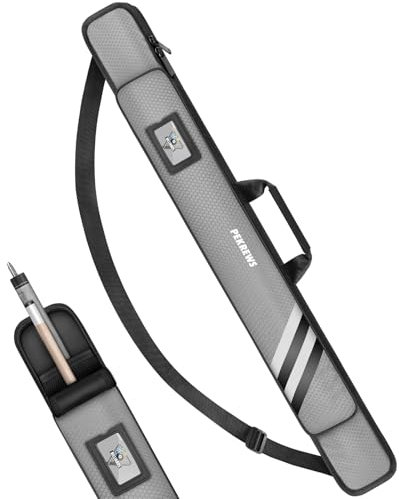 PEKREWS Billardqueue-Tasche, weiche Tasche für 1 x 1 für 1 Hintern und 1 Schaft, mit Reißverschlussfach, stabile Polyester-Billard-Queue-Tasche mit Schultergurt, Billardstock-Tasche für Damen und