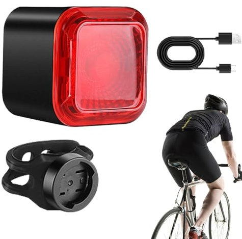 Pomberi Cycling Tail Light | Brake Sensing Rear Light Waterproof Taillight - Digital Power Display, Ultra Bright Flashlight with 6 Modes, Auto Start/Stop, Cycling Accessories