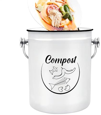 per compost, contenitore per compost, 5 l, resistente agli odori, per frutta, verdura, con rivestimento antiruggine, secchio da interno per familiari e amici