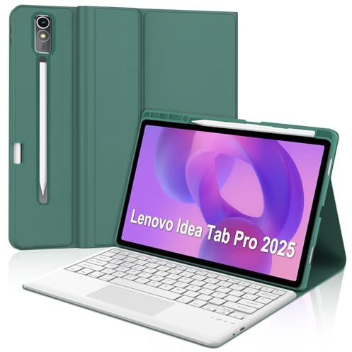 FOGARI Teclado con Touchpad para Lenovo Idea Tab Pro 12.7 2025, Español Ñ Teclado Bluetooth con Trackpad para Lenovo Idea Tab Pro 12.7 2025 Funda, Verde Oscuro