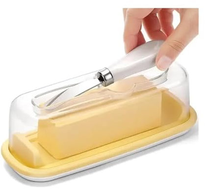 Huangj-0527 Kitchen Tools Cheese Box Butter Dish with Lid and Knife Kitchen Utensils Solid Cheese Storage