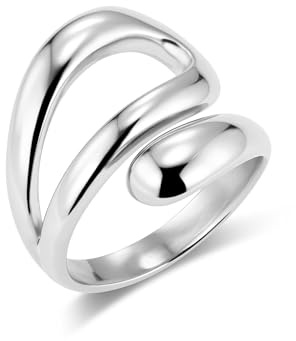 ALEXCRAFT Sterling Silber 925 Ringe für Damen Frauen, Einfacher Glatter Hohl Verstellbare Offen Ringen Silber Klobig Chunky Dick Groß Träne Wassertropfen Daumen Finger Umarmen Ringe Damen Herren