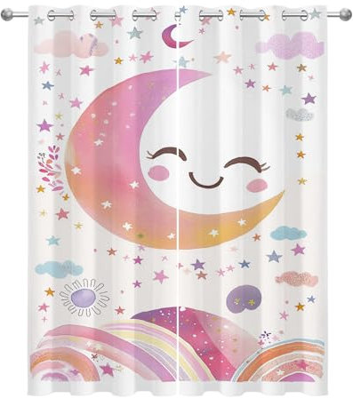 Generisch Vorhänge Blickdicht Kinder - Gardinen Mit Ösen Rosa Mädchen Verdunkelung Svorhang für Schlafzimmer Wohnzimmer Kinderzimmer Küche Decor Gardinen - 2er Set - H245 x B140cm