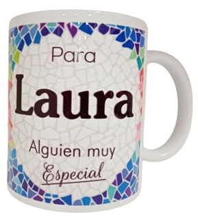 Panda Home Taza Personalizada con Nombre – Regalos Personalizados con Nombre y Texto – Tazas con Frases Originales y Divertidas – Personaliza con Nombres, Fechas o Mensajes Únicos-LAURA