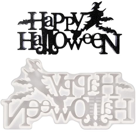 Silikon-Alphabet-Form – Happy Hallowen Buchstaben-Formen, heiliges Türschild, Mehrzweck-Herstellungshilfe, Epoxidharz-Form für den Tisch
